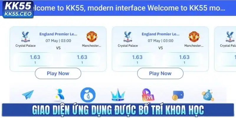 Giao diện ứng dụng được bố trí khoa học